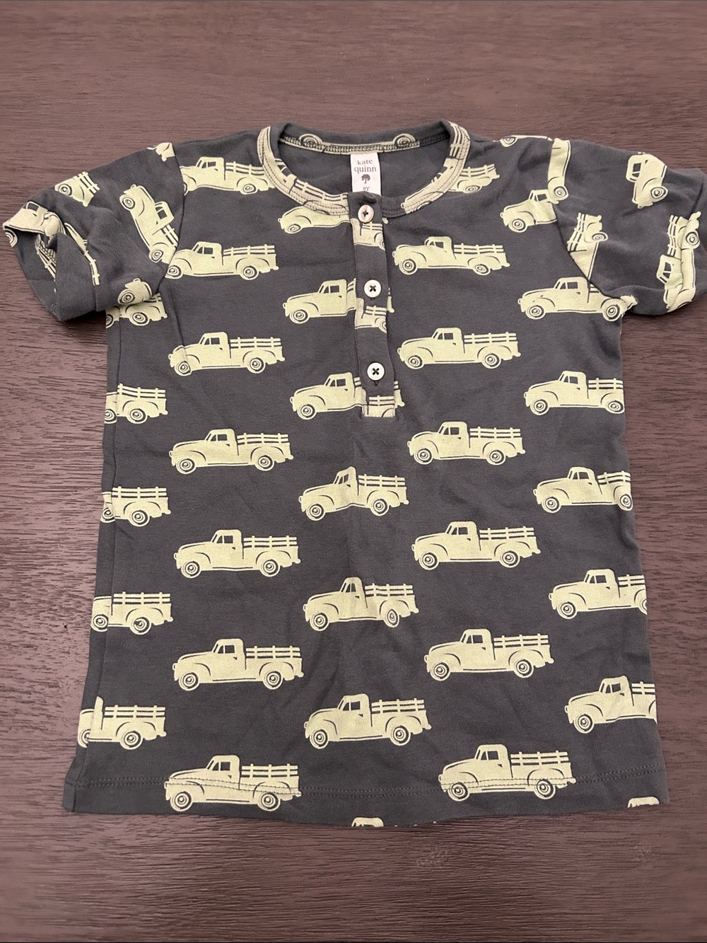 kate quinn green tee with Truck Print